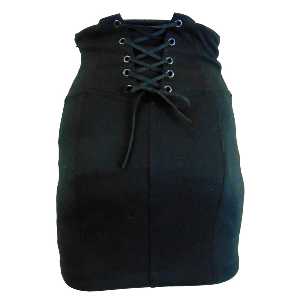 Guess Lace-Up Back - Black Mini Bondage Skirt XS